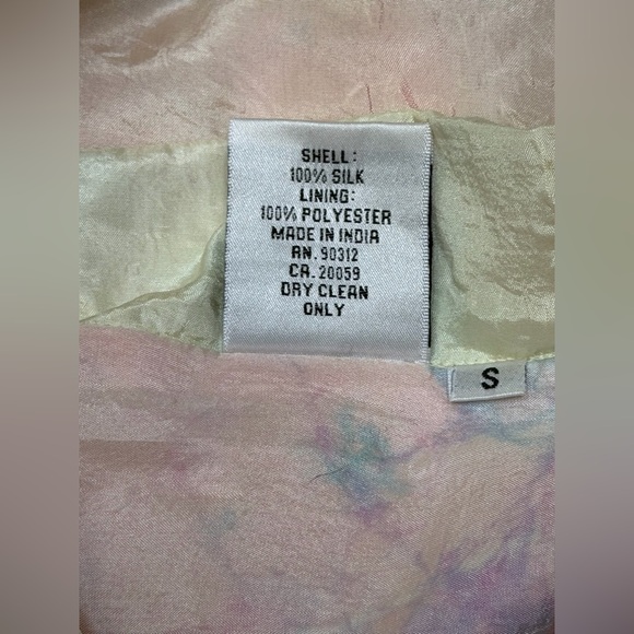 Y2K Parsley & Sage Pastel Tie Dye Silk Embroidered Butterfly Blazer Fairycore - Picture 13 of 16